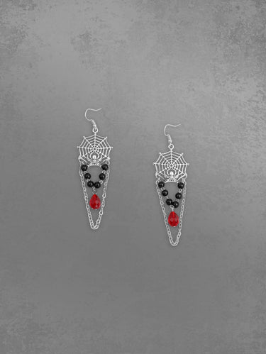 Spider Web Faux Gem Drop Earrings