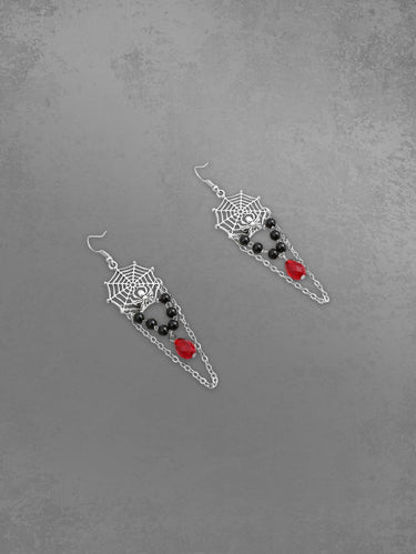 Spider Web Faux Gem Drop Earrings