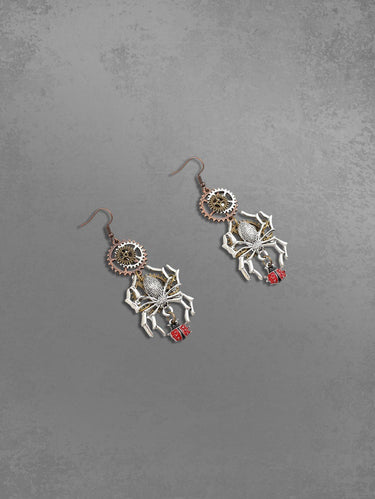 Vintage Spider Ladybug Gear Shaped Drop Earrings