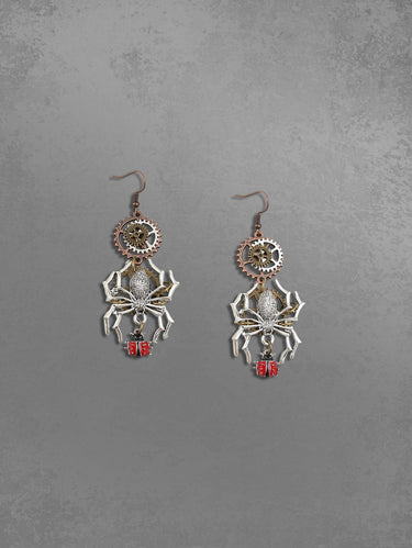Vintage Spider Ladybug Gear Shaped Drop Earrings