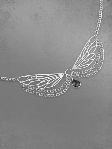 Angel Wings Faux Gem Pendant Necklace