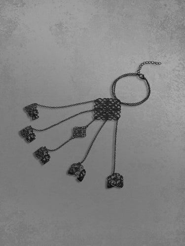 Gothic Chains Tassel Cone Shape Finger Ring Halloween Bracelet