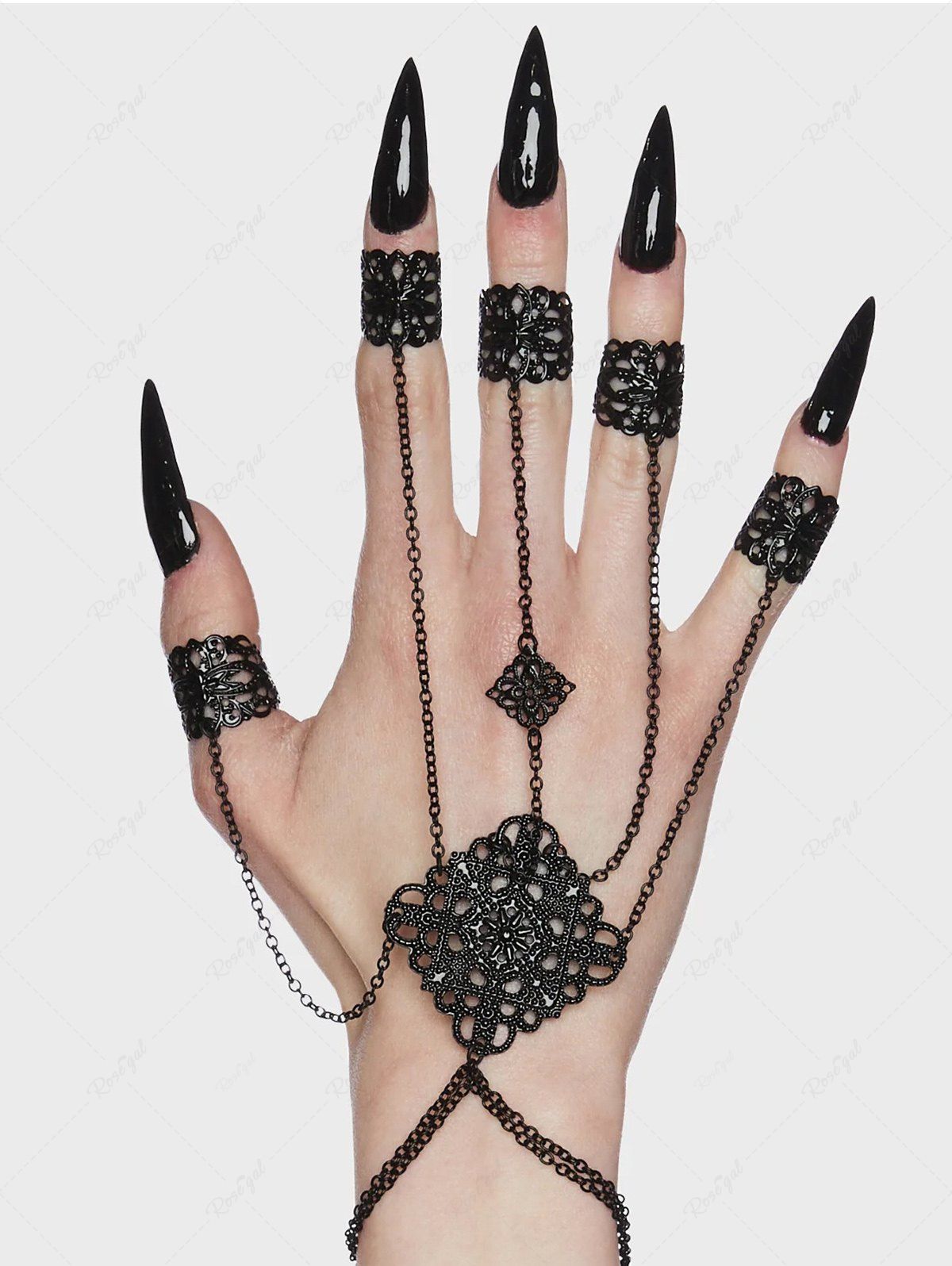 Gothic Chains Tassel Cone Shape Finger Ring Halloween Bracelet – Rgothic