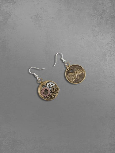 Vintage Punk Movement Gear Drop Earrings