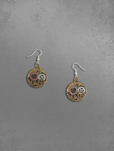 Vintage Punk Movement Gear Drop Earrings