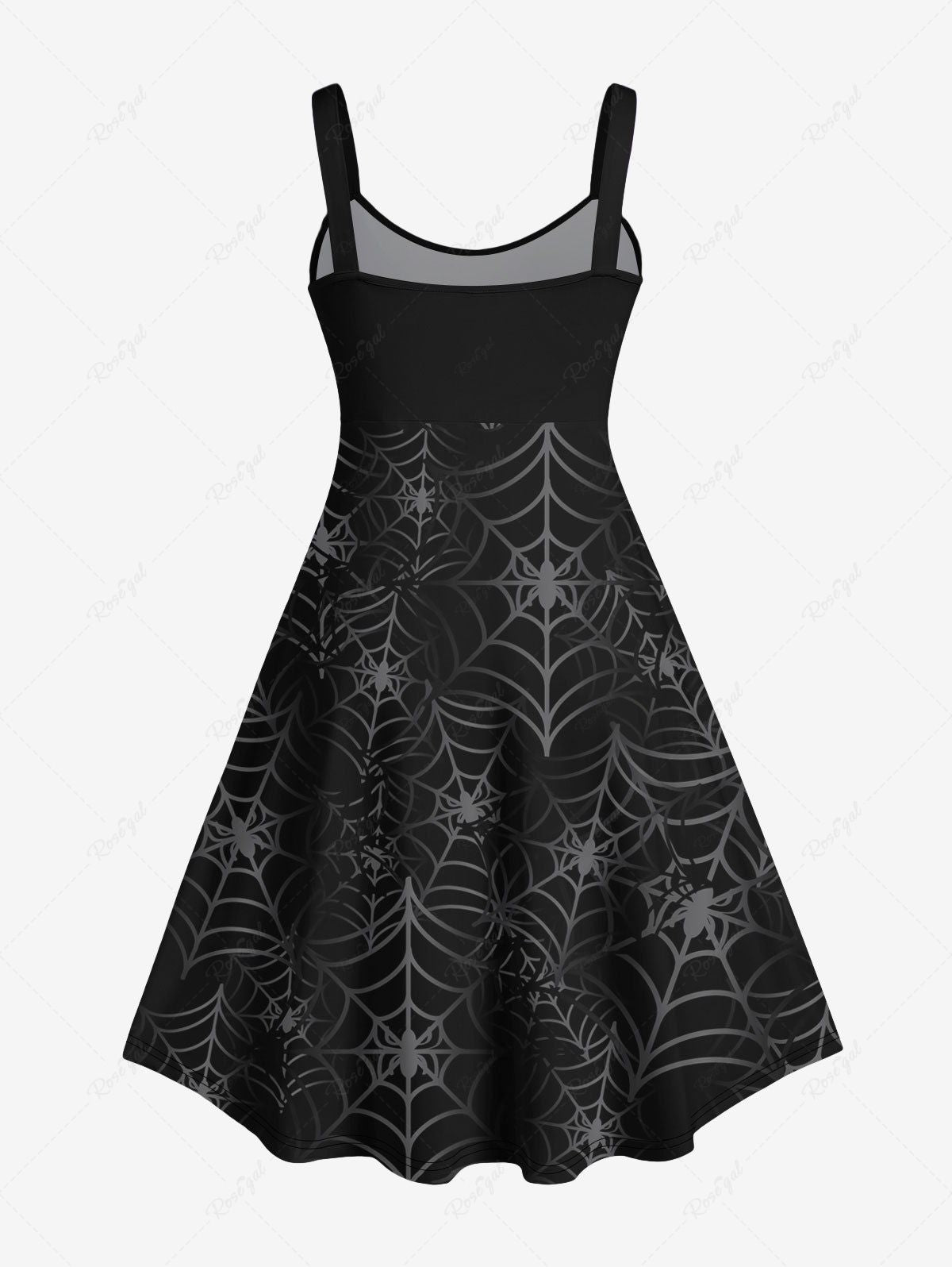 💗Avtvmnvvitch Loves💗 Gothic Halloween Costume Spider Web Grommets Buckle Chain 3d Print Tank Dress