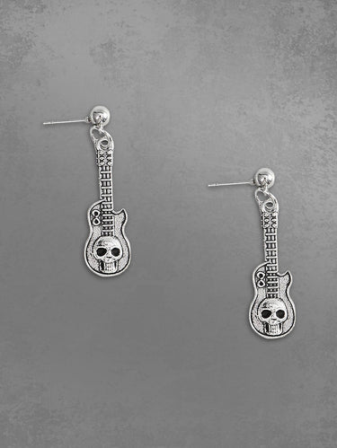 Fashion Punk Guitar Skull Drop Earrings