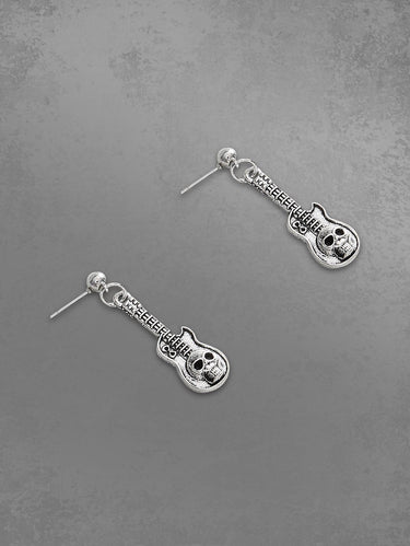 Fashion Punk Guitar Skull Drop Earrings
