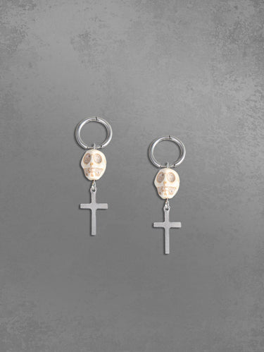 Fashion Skull Cross Halloween Drop Earrings