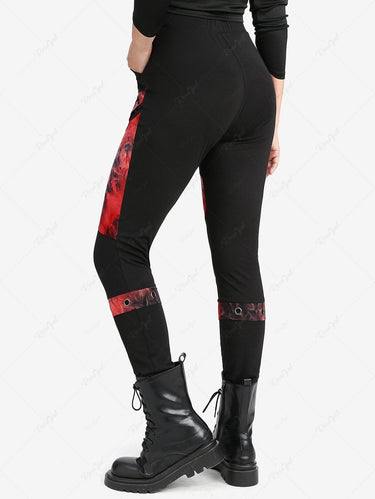 Gothic Plus Size Tie Dye Patchwork Pockets Grommets Pants(3 Days Delivery)