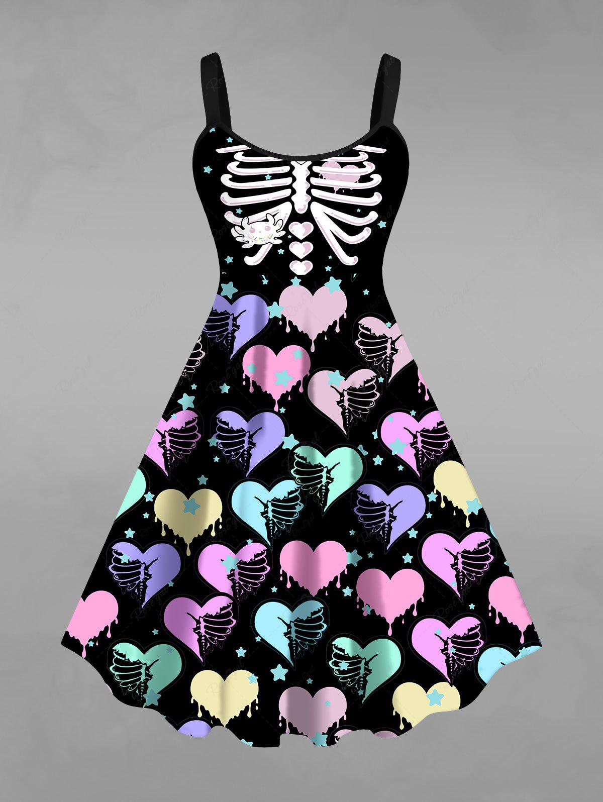 💗Vixtina Loves💗 Gothic Valentine's Day Skeleton Heart Star Print Dress