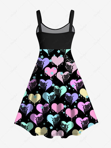 💗Vixtina Loves💗 Gothic Plus Size Skeleton Heart Star Print Dress