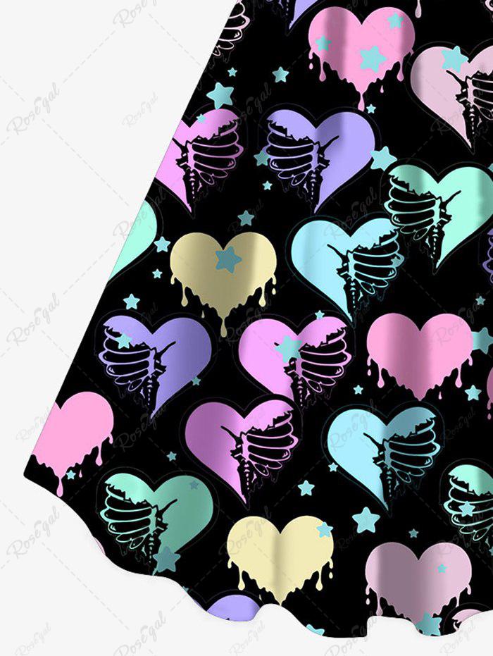 💗Vixtina Loves💗 Gothic Valentine's Day Skeleton Heart Star Print Dress