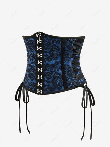 Gothic Plus Size Floral Panel Lace Up Hook and Eye Underbust Corset