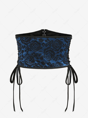 Gothic Plus Size Floral Panel Lace Up Hook and Eye Underbust Corset
