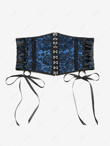Gothic Plus Size Floral Panel Lace Up Hook and Eye Underbust Corset