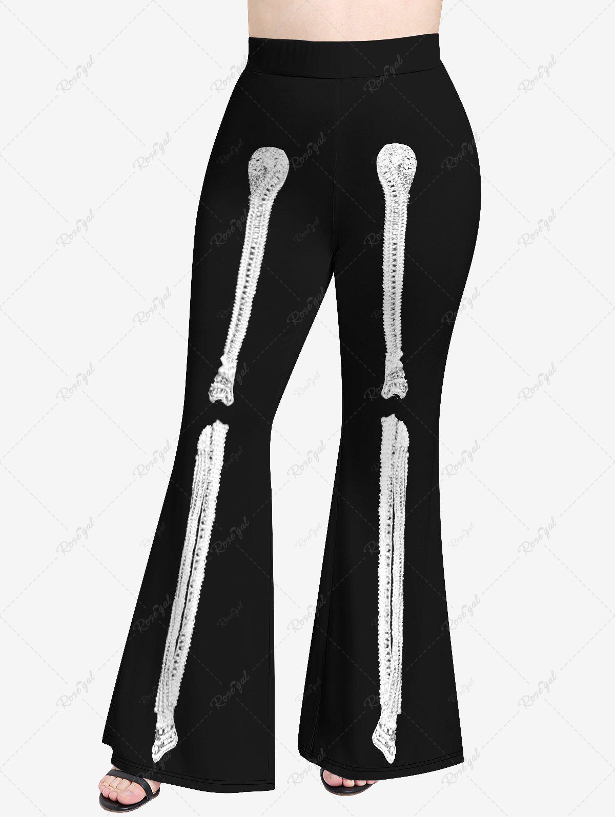 Gothic 3D Skeleton Print Halloween Flare Pants