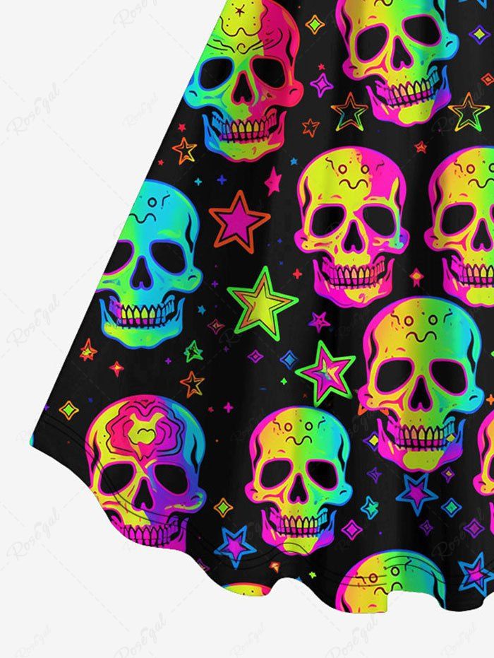 💗Lauren Loves💗 Gothic Halloween Costume Skulls Stars Stripes Print Tank Dress