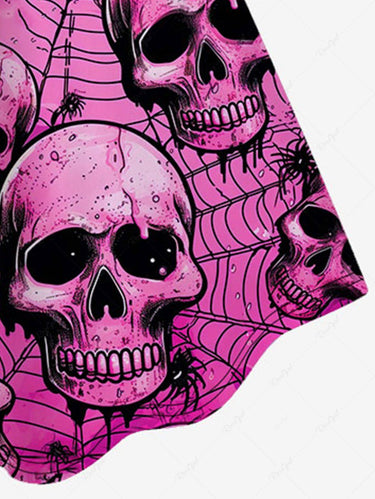 💗Tabbytragedy Loves💗 Gothic Halloween Costumes Plus Size Skulls Skeleton Spider Web Print Tank Dress
