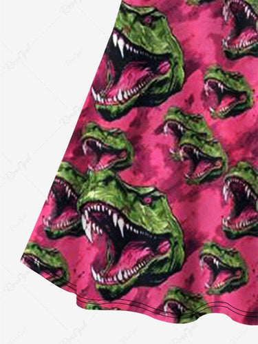 Gothic Plus Size Dinosaur Print Crisscross Cami Dress