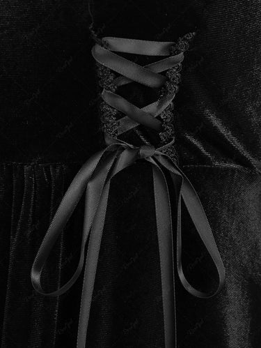 Gothic Plus Size Half Zipper Lace Up Ruched Pentagram Print Glitter Flutter Sleeves Velvet Halloween Top