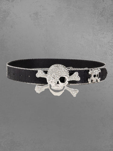 Faux Crystal Skull Skeleton Buckle Belt