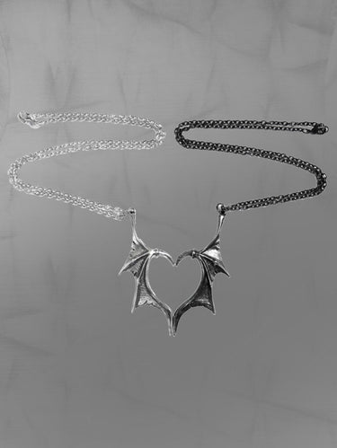 Gothic Valentines Batwing Heart Lover's Pendant Couple Necklace