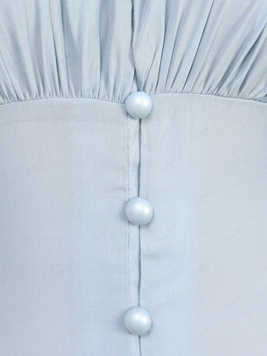 Gothic Plus Size Balloon Sleeves Buttons Ruched Solid Shirt