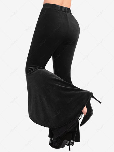 Gothic Plus Size Flower Lace Split Layered Halloween Flare Pants