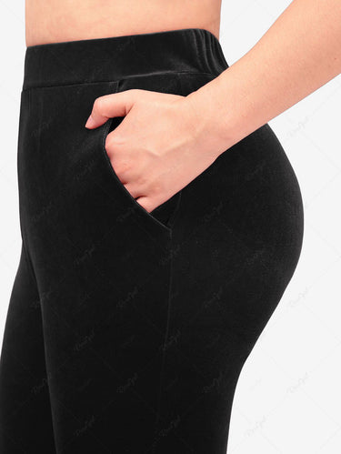 Gothic Plus Size Flower Lace Split Layered Halloween Flare Pants