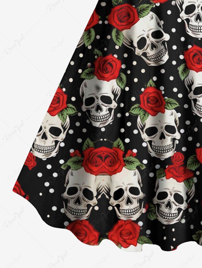 Plus Size Halloween Skull Skeleton Print Tank Dress main image 0