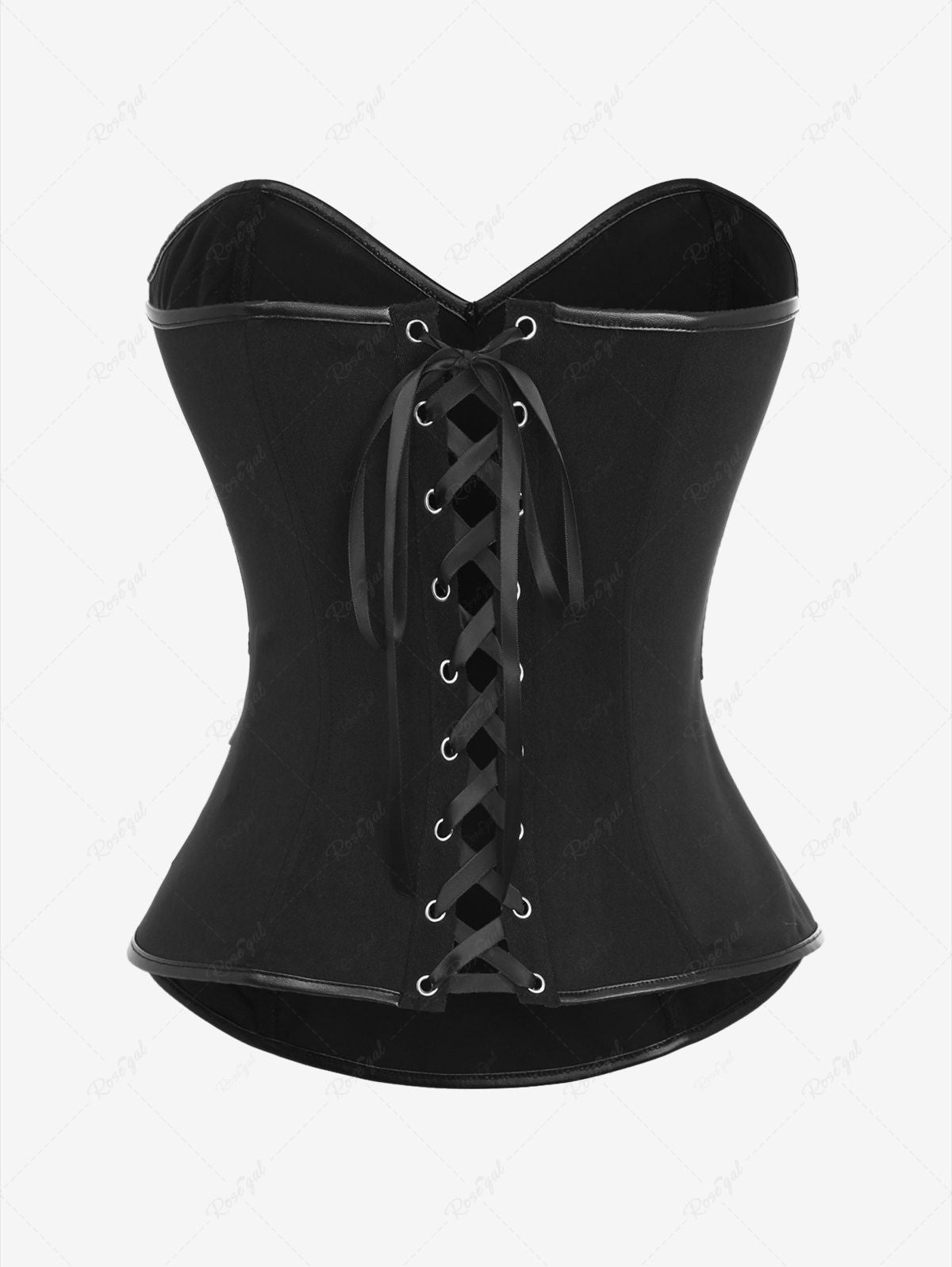 Gothic Lace Up PU Straps Grommet Buckle Chain Braided Corset