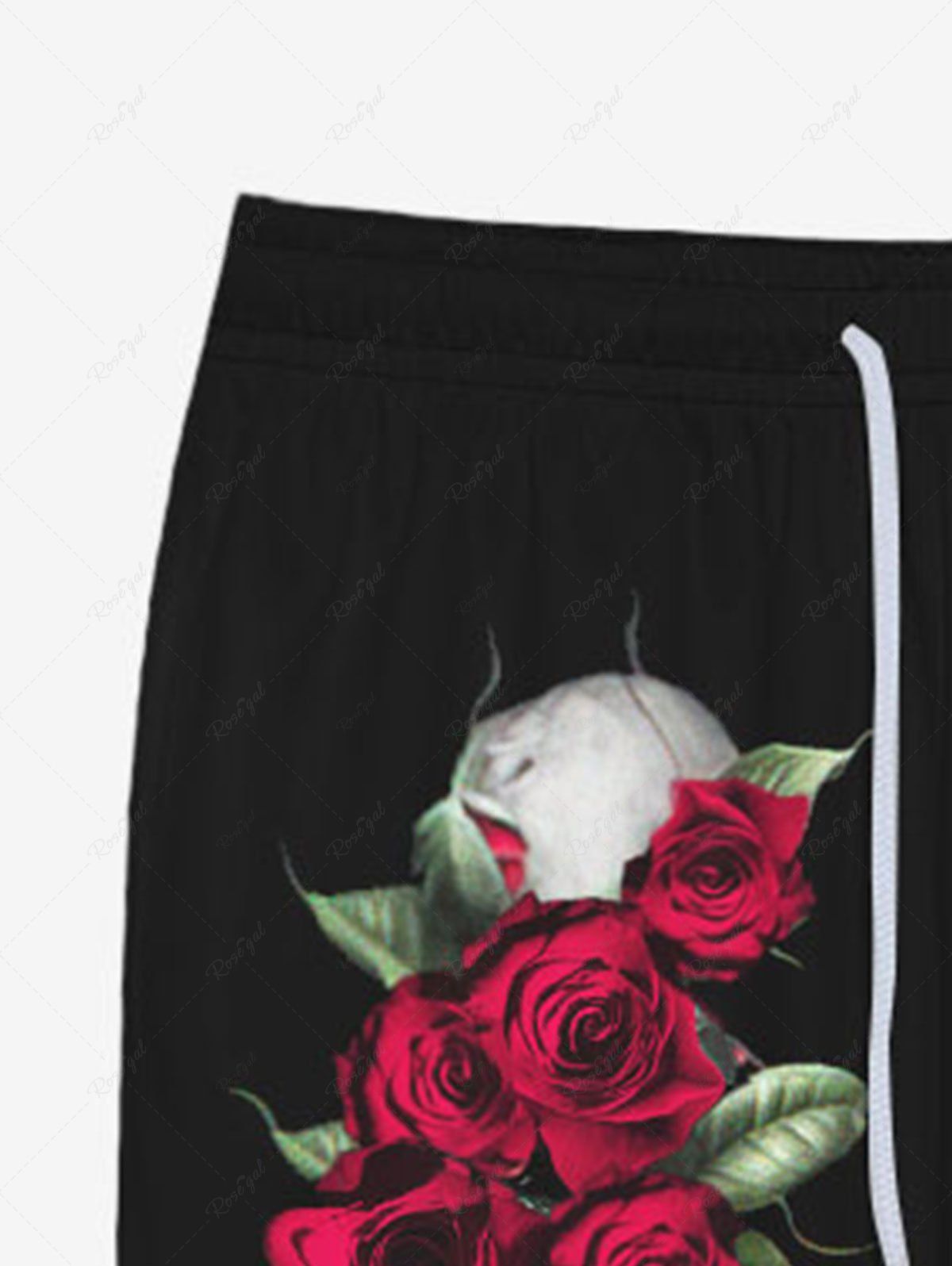 Gothic Skeleton Rose Flowers Print Drawstring Pockets Sweatpants For Men