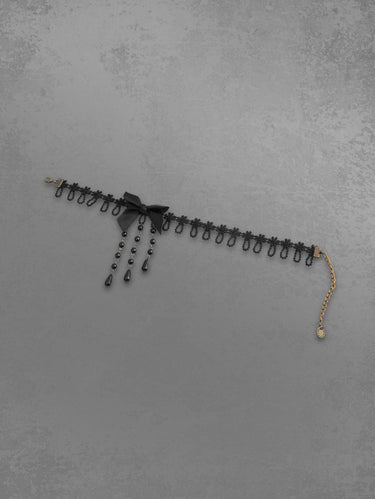 Floral Lace Bowknot Tassel Necklace