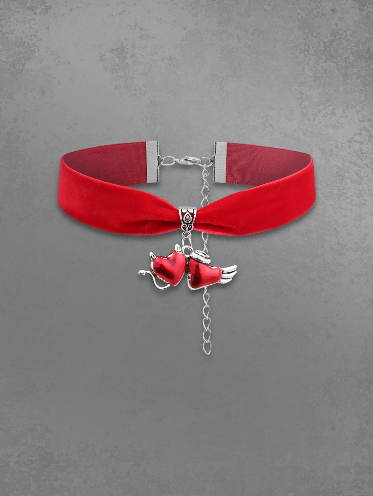 Devil and Angel Heart Retro Pendant Necklace