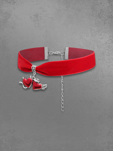 Devil and Angel Heart Retro Pendant Necklace