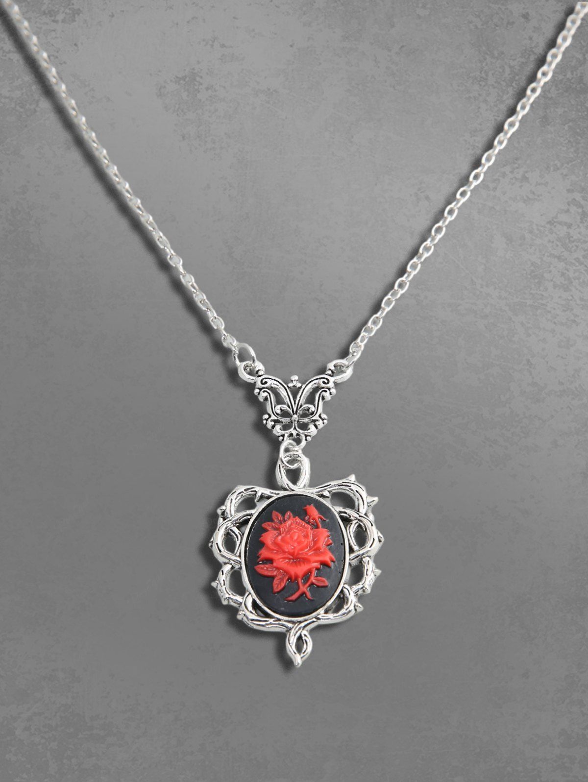 Gothic Thorn Rose Flower Pendant Necklace – Rgothic