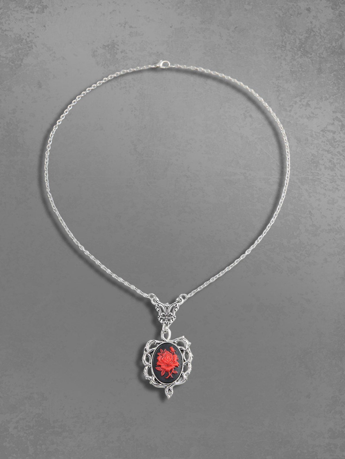 Gothic Thorn Rose Flower Pendant Necklace – Rgothic