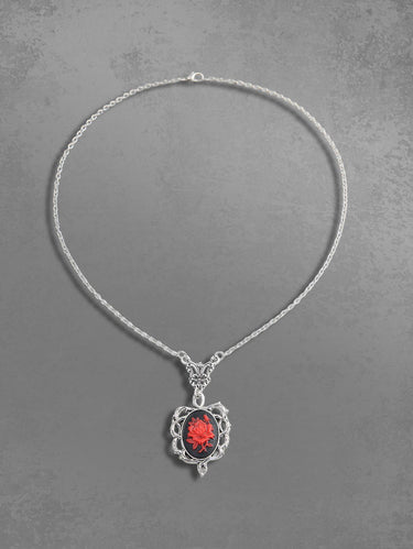 Gothic Thorn Rose Flower Pendant Necklace