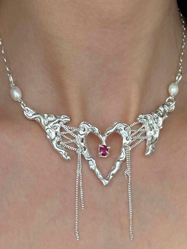 Tassel Heart Pendant Necklace