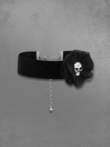 Flower Skull Choker Necklace