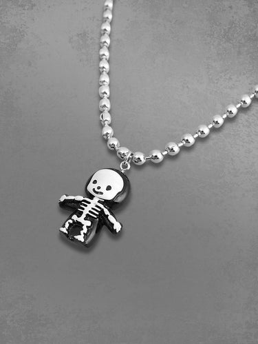 Two Tone Skull Skeleton Pendant Necklace