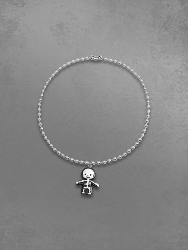 Two Tone Skull Skeleton Pendant Necklace