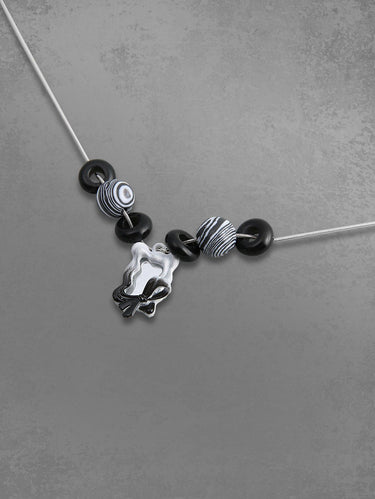 Two Tone Bowknot Ombre Magic Mirror Pendant Necklace