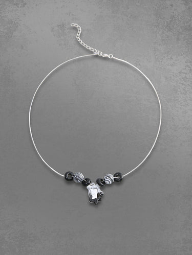 Two Tone Bowknot Ombre Magic Mirror Pendant Necklace