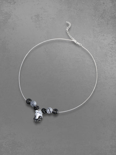 Two Tone Bowknot Ombre Magic Mirror Pendant Necklace