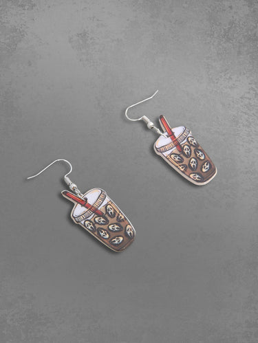 Gothic Skulls Coffee Shaped Drop Earrings