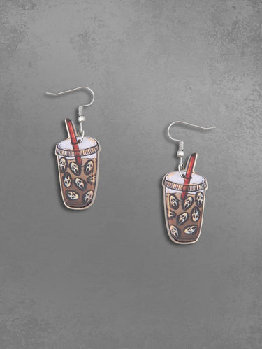 Gothic Skulls Coffee Shaped Drop Earrings