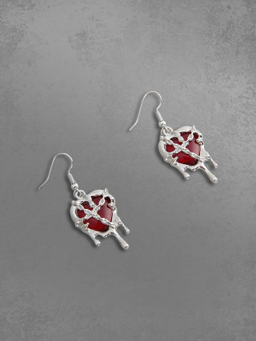 Punk Chain Imprisoned Heart Drop Earrings