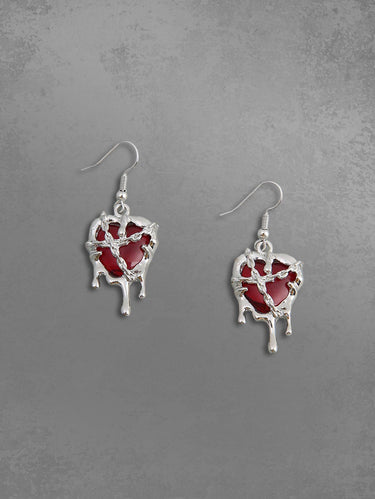 Punk Chain Imprisoned Heart Drop Earrings